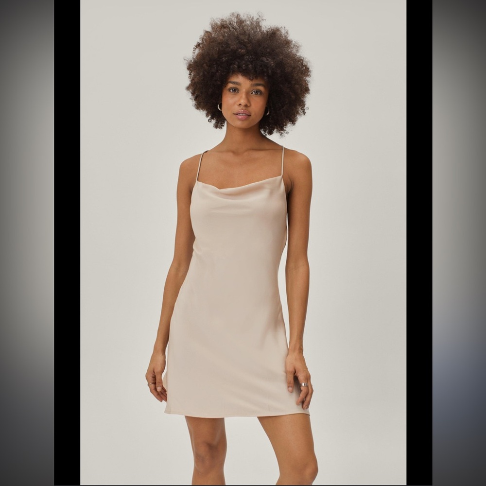 NWT✨ champagne Nasty Gal satin slip mini dress